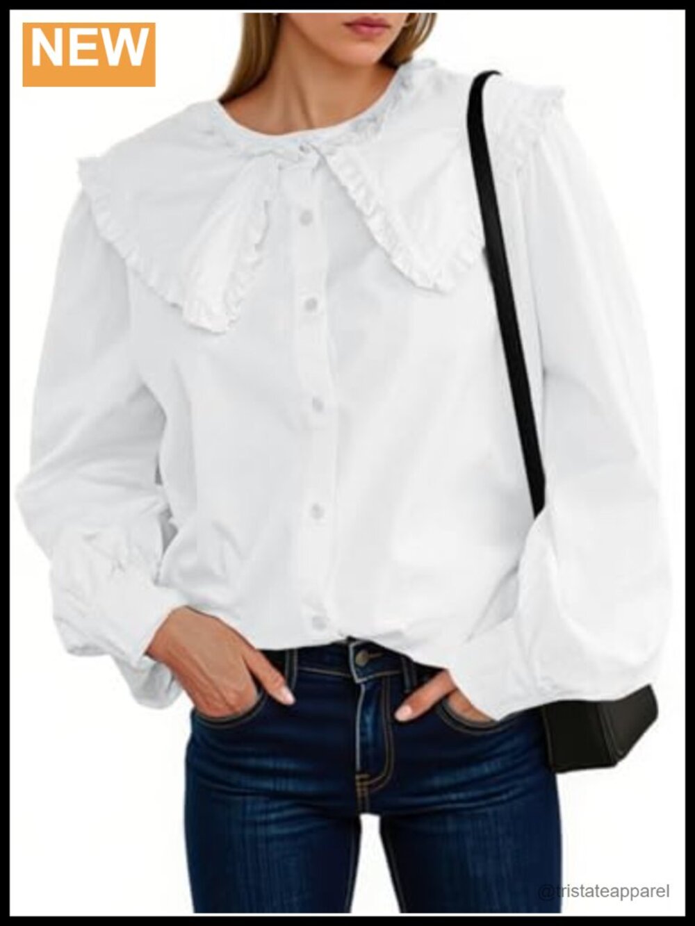 Women's Peter Pan Collar Long Sleeve Button Down Shirt Blouse